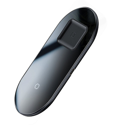 Беспроводная зарядка 2-в-1 для телефона и AirPods Baseus Simple (быстрая зарядка) черная