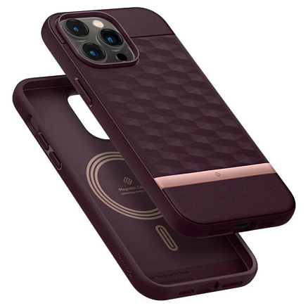 Чехол для iPhone 14 Pro Max гибридный Spigen Caseology Parallax MagSafe бордовый
