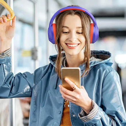 Наушники беспроводные Haylou S35 полноразмерные с активным шумоподавлением фиолетово-оранжевые