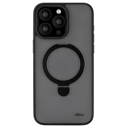 Чехол для iPhone 15 Pro Max гибридный с подставкой uBear Clip Mag Magsafe прозрачно-черный