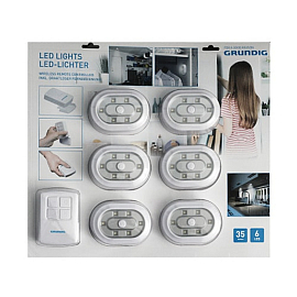 Светильник мини настенный с пультом управления Grundig набор 6 шт.