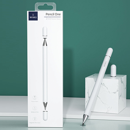 Стилус пассивный универсальный с ручкой WiWU Pencil One белый