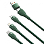 Кабель USB, Type-C - MicroUSB, Lightning, Type-C для зарядки 1,2 м 100W плетеный Baseus Flash Series зеленый
