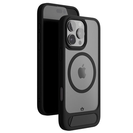 Чехол для iPhone 16 Pro гибридный с подставкой VLP Reels Magsafe прозрачно-черный