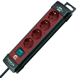 Сетевой фильтр на 4 розетки длина 1,8 м Brennenstuhl Premium-Line черно-бордовый