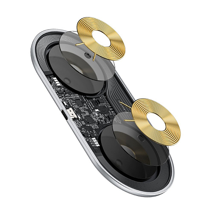 Беспроводная зарядка 2-в-1 для телефона и AirPods Baseus Simple (быстрая зарядка) белая