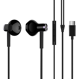 Наушники Xiaomi Mi Dual Driver Earphones в разъем Type-C вкладыши с микрофоном и пультом черные