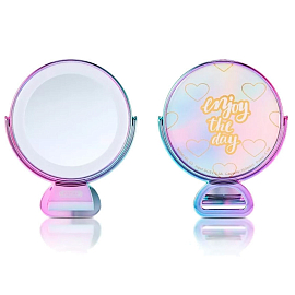 Кольцевая лампа-подсветка с зеркалом для селфи на телефон Remax Moon Mirror ML-03 розово-голубая
