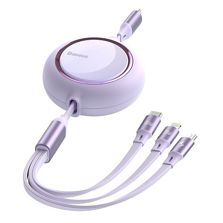 Кабель Type-C - MicroUSB, Lightning, Type-C 1,7 м 3.5A 100W Baseus Traction Series фиолетовый