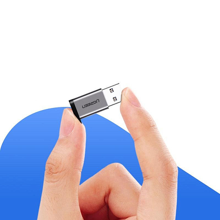 Переходник USB 3.0 - Type-C (папа - мама) компактный Ugreen US276 серый