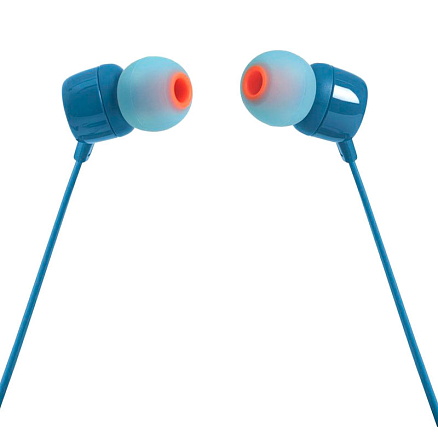 Наушники JBL Tune 110 вакуумные с микрофоном и плоским проводом синие
