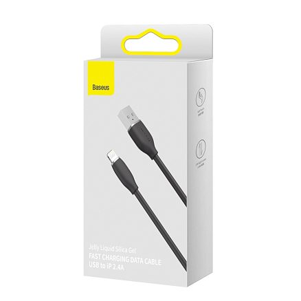 Кабель USB - Lightning для зарядки 1,2 м 2.4A Baseus Jelly Liquid черный