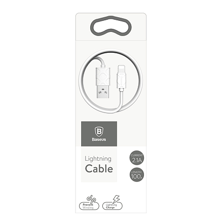 Кабель USB - Lightning для зарядки iPhone 1 м 2.1А Baseus Yaven белый