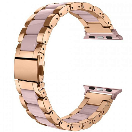 Ремешок-браслет для Apple Watch  4, 5, 6, 7, 8, SE 38, 40 и 41 мм металлический Tech-Protect Modern золотисто-розовый