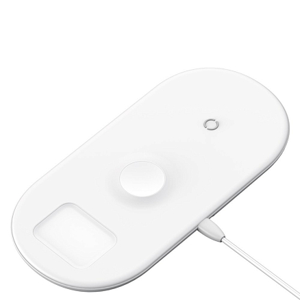 Беспроводная зарядка 3-в-1 для телефона, Apple Watch, наушников Baseus Smart (быстрая зарядка) белая