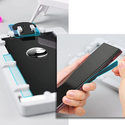 Защитное стекло для Samsung Galaxy S23 Ultra на весь экран противоударное WhiteStone Dome Glass c УФ-лампой прозрачное 2 шт.