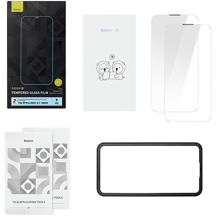 Защитное стекло для iPhone 14 Pro Max на весь экран Baseus Corning прозрачное 0,4 мм 2 шт.