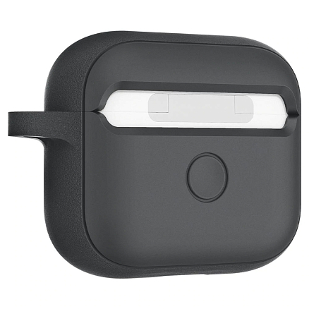 Чехол для наушников AirPods 3 силиконовый с карабином Spigen Silicone Fit темно-серый