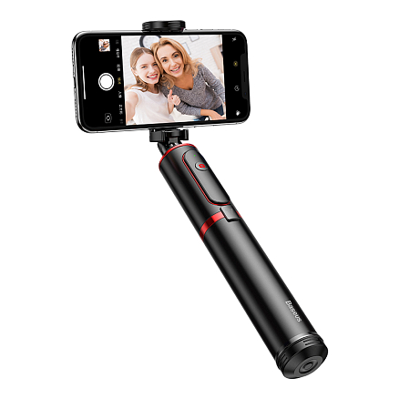 Монопод (палка для селфи) Bluetooth с кнопкой и треногой Baseus Fully Folding черно-красный