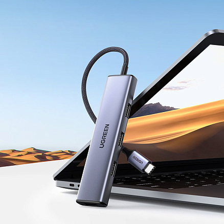 Хаб (разветвитель) Type-C - 4хUSB 3.0 Ugreen CM473-20841 серый
