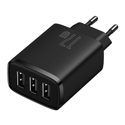 Зарядное устройство сетевое с тремя USB входами Baseus Compact Charger 3U 17W черное