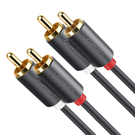 Кабель 2RCA - 2RCA тюльпаны (папа - папа) 1,5 м Ugreen AV104