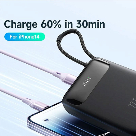 Внешний аккумулятор McDodo MC-3243 с встроенным кабелем Type-C 10000мАч (USB, Type-C, Lightning, 22.5 Вт) черный