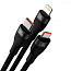 Кабель Type-C - MicroUSB, Lightning, Type-C 1,5 м 100W плетеный Baseus Flash Series черный