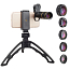 Объектив для телефона универсальный 6-в-1: Telephoto 16Х, Fisheye, Wide-Angle, Macro и 2 фильтра Apexel APL-JS16 + штатив для телефона