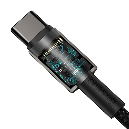 Кабель Type-C - Type-C длина 1 м 5A 20V 100W плетеный Baseus Tungsten Gold CATWJ-01 (быстрая зарядка PD, QC 3.0) черный