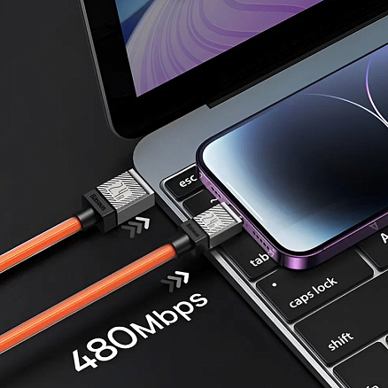 Кабель USB - Lightning для зарядки iPhone 2 м 2.4A Baseus CoolPlay CAKW000507 оранжевый