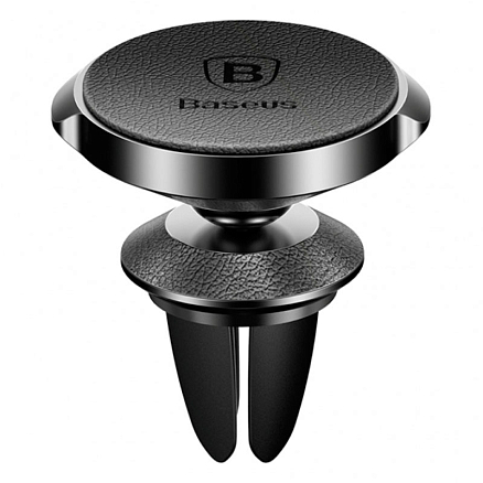 Держатель автомобильный в решетку обдува магнитный Baseus Small Ears SUER-E01 кожаный черный