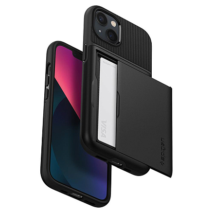 Чехол для iPhone 13 гибридный со слотом для карты Spigen Slim Armor CS черный