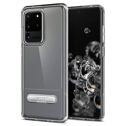 Чехол для Samsung Galaxy S20 Ultra гибридный с подставкой Spigen Slim Armor Essential S прозрачный