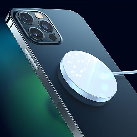 Беспроводная магнитная зарядка MagSafe для iPhone 15W Usams US-CD155 белая