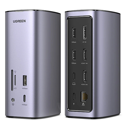 Док-станция с Type-C разъемом и хабом на 13 портов Ugreen CM555 серый