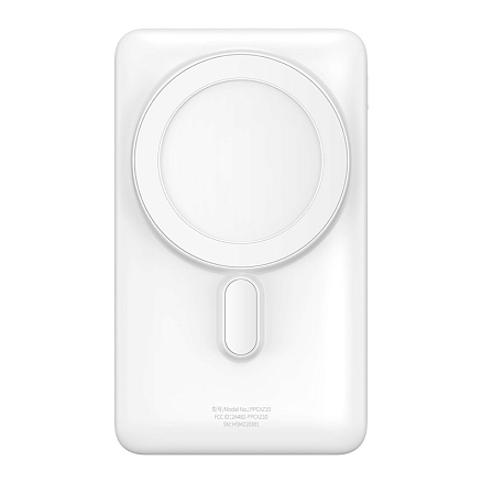 Внешний аккумулятор Baseus Magnetic Bracket с беспроводной зарядкой MagSafe 10000мАч (USB, Type-C, ток 3А, быстрая зарядка QC, PD, 20Вт) белый