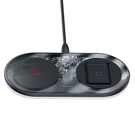 Беспроводная зарядка 2-в-1 для телефона и AirPods Baseus Simple Turbo (быстрая зарядка) черная