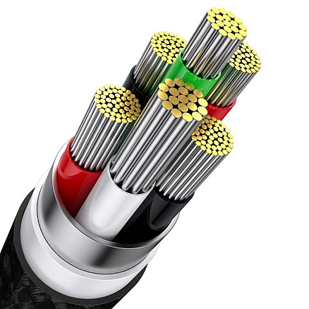 Кабель USB - MicroUSB, Lightning, Type-C 1,2 м 2.4A 100W плетеный Baseus Flash Series черный