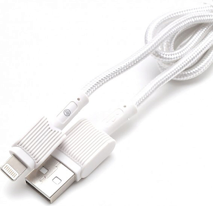 Кабель USB - Lightning для зарядки iPhone 1 м 3A плетеный Digitalpart LC-306 белый