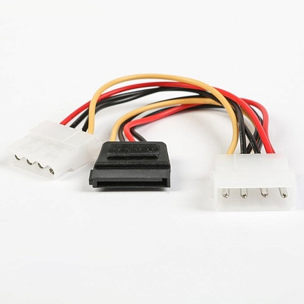 Кабель Molex 4 pin - Molex 4 pin, SATA 15 pin для подключения жестких дисков длина 15 см Cablexpert CC-SATA-PSY2