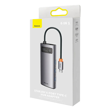 Хаб (разветвитель) Type-C - 2 x HDMI, 3 х USB 3.0, Type-C PD Baseus Metal Gleam WKWG030113 серый