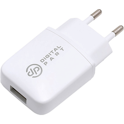 Зарядное устройство сетевое с USB входом 1А и кабелем MicroUSB Digitalpart P20 Plus белое