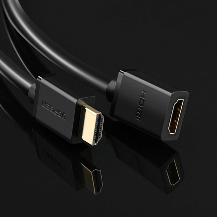 Кабель-удлинитель HDMI - HDMI (папа - мама) длина 1 м версия 2.0 4K 60Hz Ugreen HD107 черный