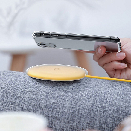 Беспроводная зарядка для телефона 15W Baseus Jelly (быстрая зарядка) желтая