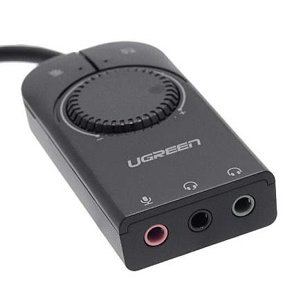 Внешняя звуковая карта USB 2.0 с управлением Ugreen CM129 черная