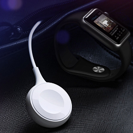 Беспроводная зарядка для Apple Watch магнитная MFi Ugreen CD177 с Type-C кабелем белая