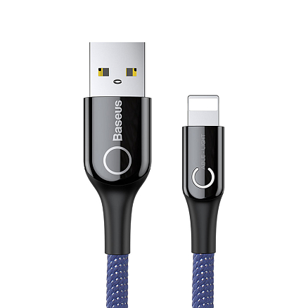 Кабель USB - Lightning для зарядки iPhone 1 м 2.4A с автоотключением плетеный Baseus C-shaped синий