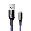 Кабель USB - Lightning для зарядки iPhone 1 м 2.4A с автоотключением плетеный Baseus C-shaped синий