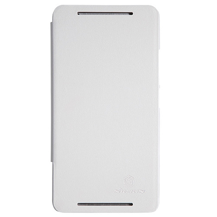 Чехол для HTC One Max кожаный - книжка Nillkin Leather Stylish белый